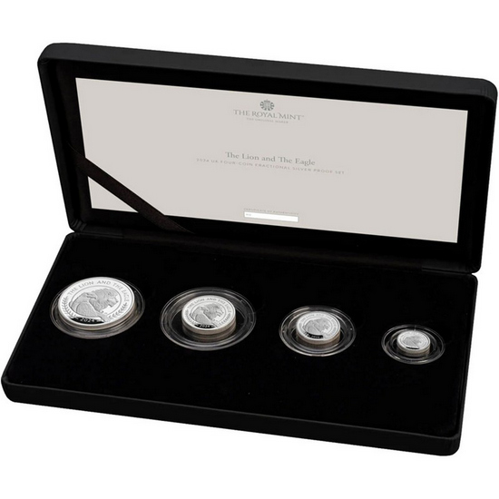 2024 Great Britain Silver The Lion and The Eagle Fractional Proof 4 Coin Set