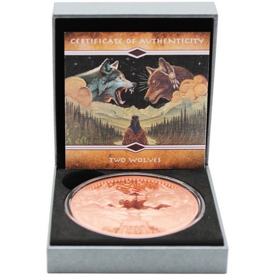 2025 Copper Mesa Grande "Two Wolves" 5oz Proof Like Coin in OGP