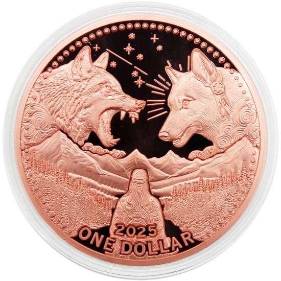 2025 Copper Mesa Grande "Two Wolves" 5oz Proof Like Coin in OGP 2025 Copper Mesa Grande "Two Wolves" 5oz Proof Like Coin in OGP