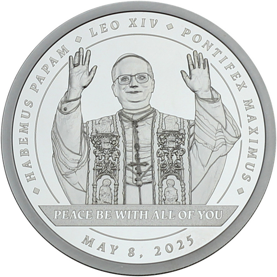 2025 Silver Liberia Habemus Papam Pope Leo XIV 1oz Coin in OGP 2025 Silver Liberia Habemus Papam Pope Leo XIV 1oz Coin in OGP