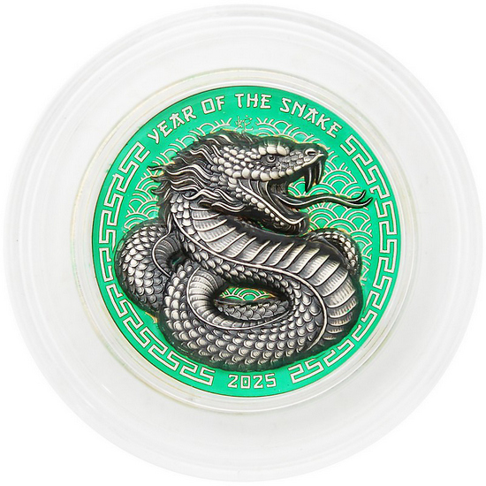 2025 Fiji Silver Year of the Snake Enameled UHR BU Coin 2025 Fiji Silver Year of the Snake Enameled UHR BU Coin