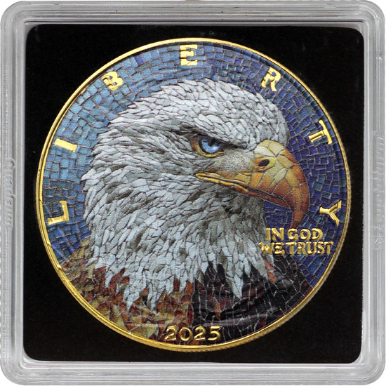 2025 Gilded Silver American Eagle BU Coin Bald Eagle Mosaic Series in Pouch 2025 Gilded Silver American Eagle BU Coin Bald Eagle Mosaic Series in Pouch
