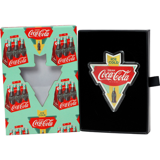 Vintage 1930's Coca-Cola Sign 1oz Silver Colorized Reverse Proof in OGP