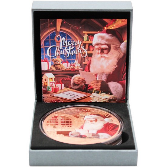 2025 Copper Cameroon Merry Christmas Santa Claus Colorized 5oz Proof Like Coin in OGP