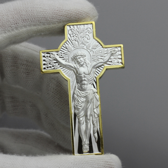 2026 Cameroon Crucifix 1 oz .999 Fine Silver Gilded Coin | SilverTowne
