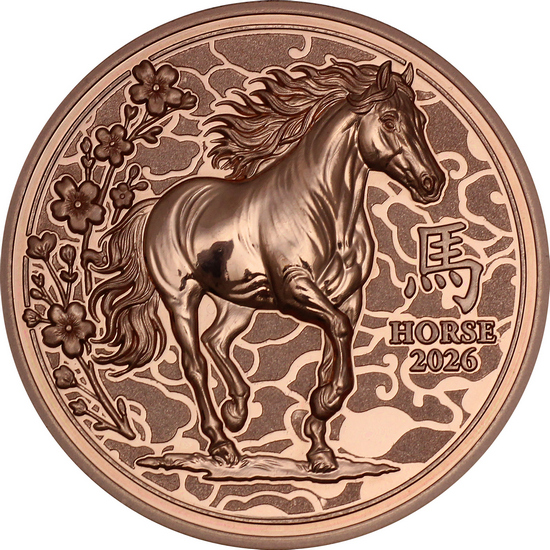 2026 Copper Liberia Lunar Year of the Horse 5oz Ultra High Relief Coin in OGP 2026 Copper Liberia Lunar Year of the Horse 5oz Ultra High Relief Coin in OGP