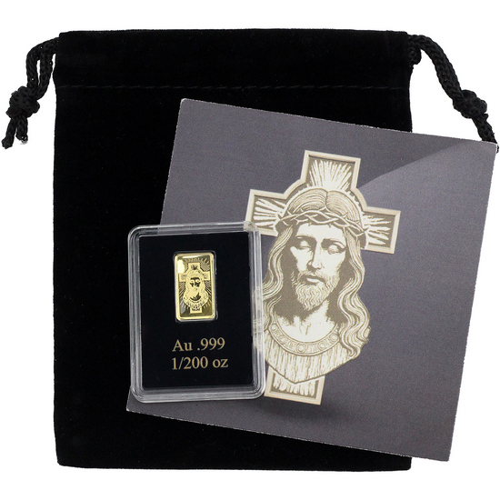 2026 Liberia Gold Prooflike Portrait of Jesus 1/200oz Ingot in OGP