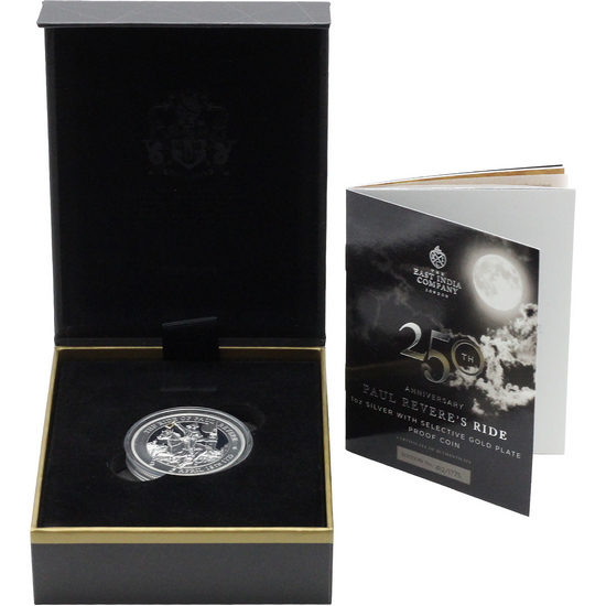 2025 Silver Paul Revere's Midnight Ride 250th Anniversary 1oz Gilded Proof Coin in OGP