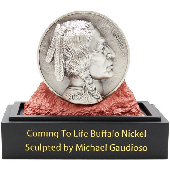 2026 Silver 5oz Buffalo Nickel Coming to Life Beyond Relief Antiqued Coin in OGP