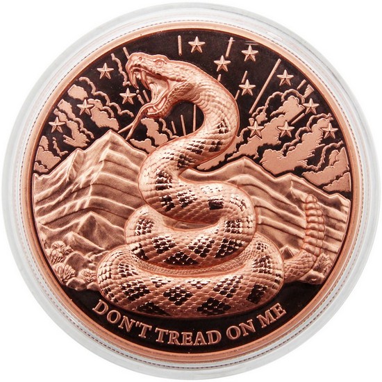 2026 $1 Liberia 5oz Copper High Relief Don't Tread On Me BU Coin in OGP 2026 $1 Liberia 5oz Copper High Relief Don't Tread On Me BU Coin in OGP