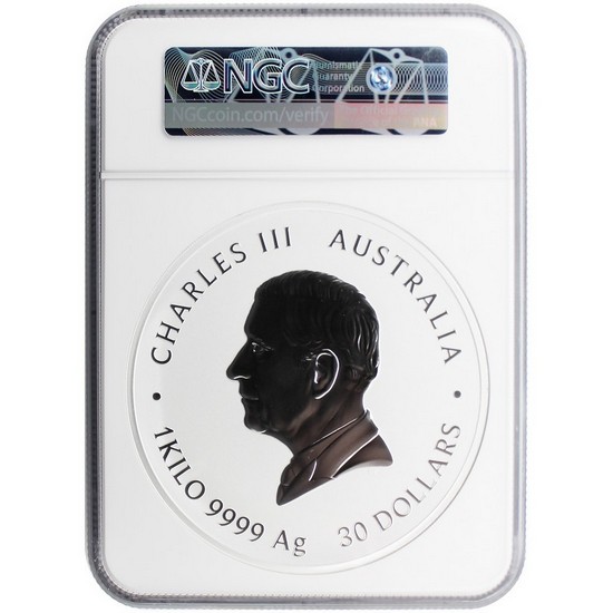 2025 P Australia Silver Year of the Snake Lunar Series III Kilo Colorized Coin With Gold Privy Mark MS70 ER NGC Australia Flag Label 2025 P Australia Silver Year of the Snake Lunar Series III Kilo Colorized Coin With Gold Privy Mark MS70 ER NGC Australia Flag Label