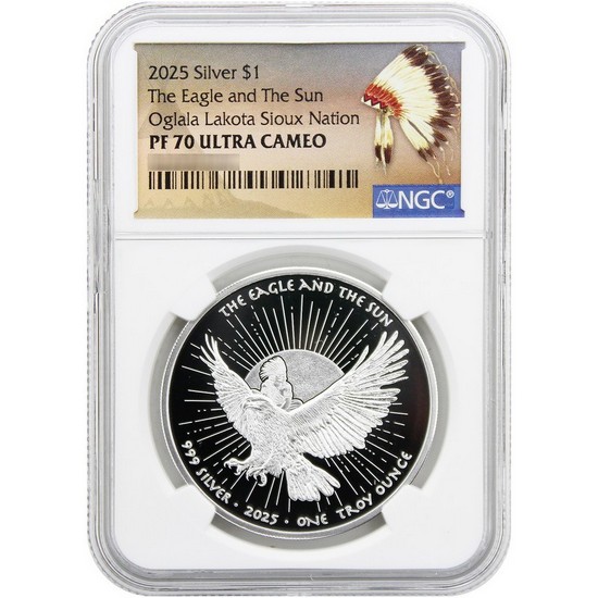 2025 Silver Native American Series "Eagle and The Sun" 1oz Coin PF70 UC NGC Native American Label