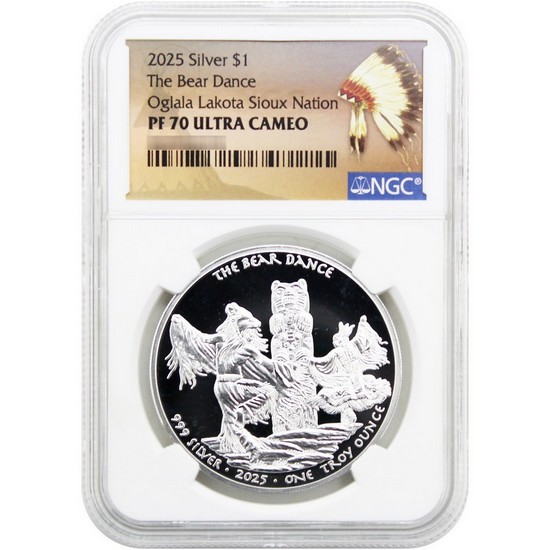 2025 Silver Native American Series "The Bear Dance" 1oz Coin PF70 UC NGC Native American Label