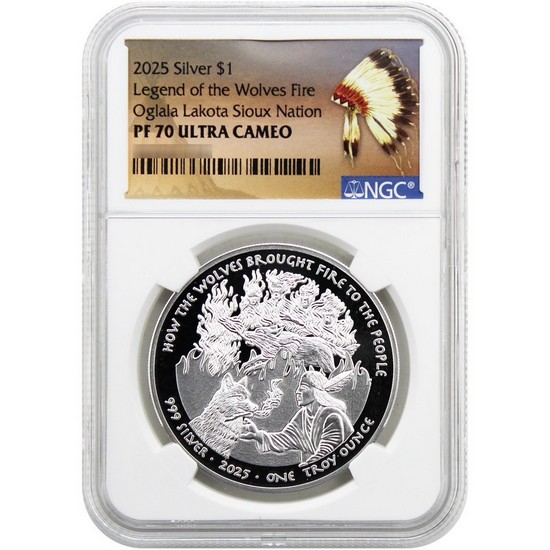 2025 Silver Native American Series "Wolves Fire" 1oz PF70 UC NGC