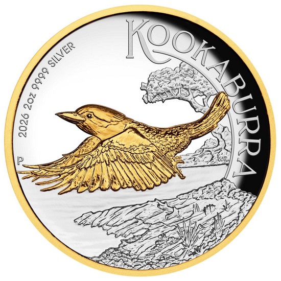 2026 P $2 Proof Australia 2oz Gilded Silver High Relief Kookaburra OGP
