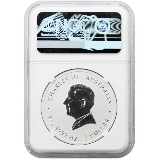 2027 P Australia 1oz Silver Year of the Goat NGC MS70 ER Australia Flag Label