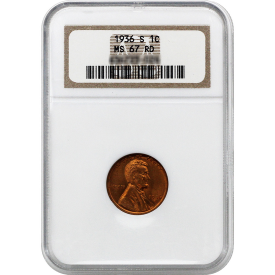 1936 S Lincoln Wheat Cent MS67 RD NGC