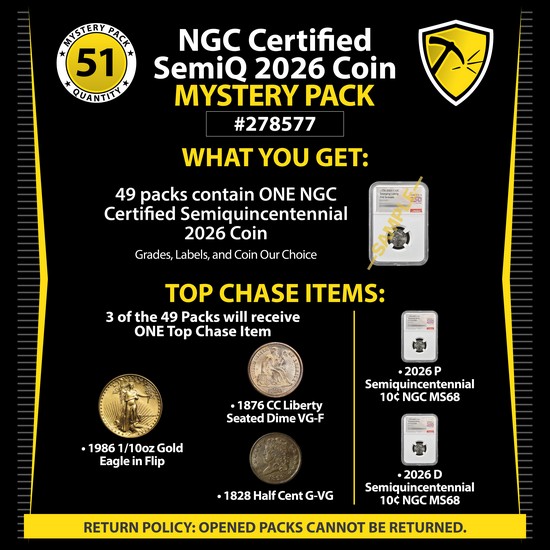 NGC Certified SemiQ 2026 Coin Mystery Pack #278577