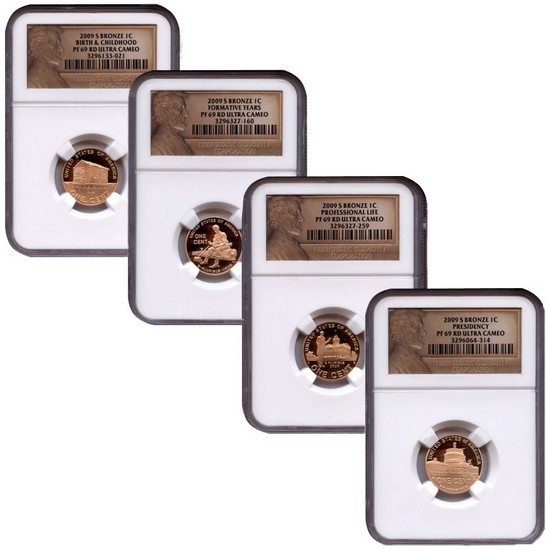 2009 S Lincoln Cent 4pc Set PF69 RD UC NGC Lincoln Label
