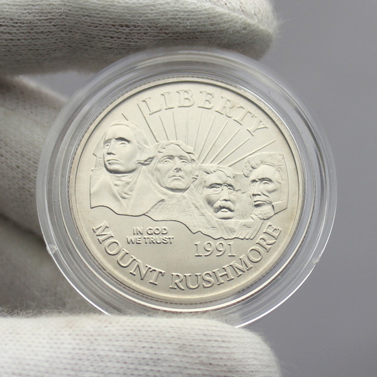 1991 D Mount Rushmore Half Dollar BU Coin in OGP 1991 D Mount Rushmore Half Dollar BU Coin in OGP