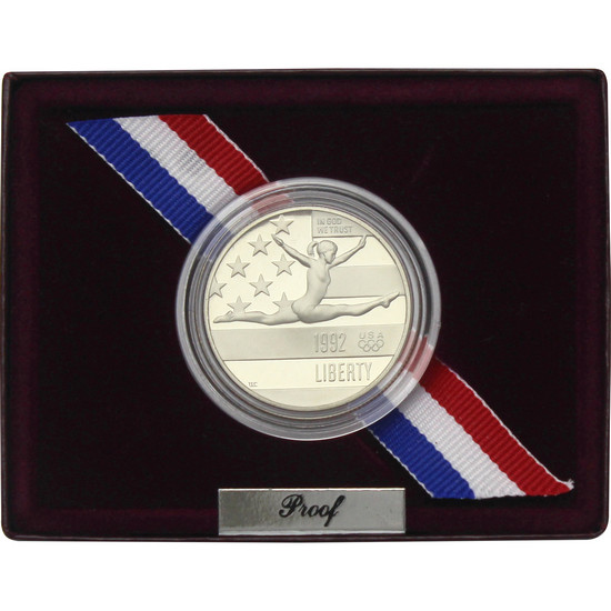 1992 S Olympic Gymnastics Half Dollar PF Coin in OGP