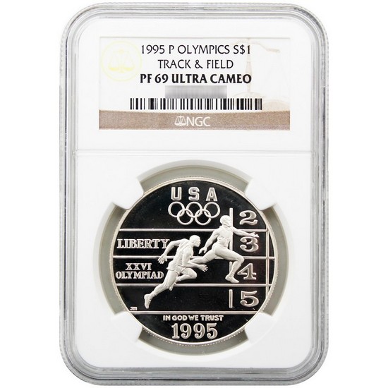 1995 P Olympic Track and Field Silver Dollar PF69 UC NGC Brown Label
