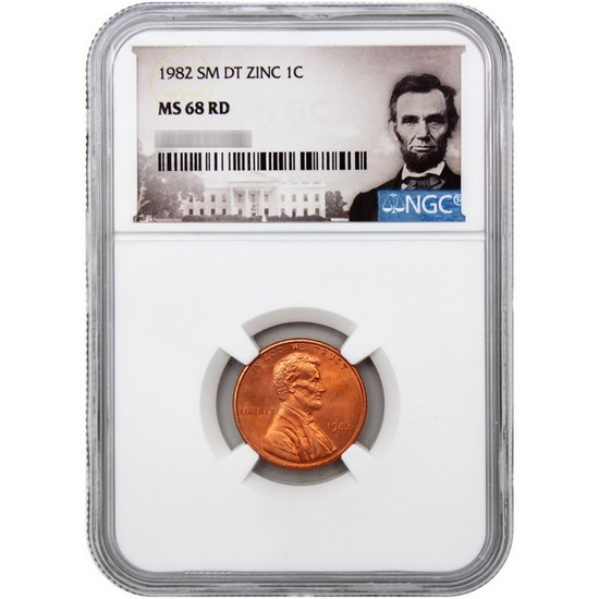 1982 Small Date Zinc Lincoln Cent MS68 RD NGC Lincoln Portrait Label
