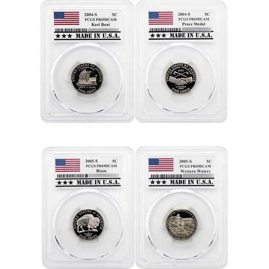 2004-2005 S Jefferson Nickel Set PR69 DCAM PCGS Made in the USA Holder