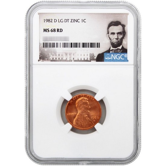1982 D Large Date Lincoln Cent MS68 RD NGC Portrait Label