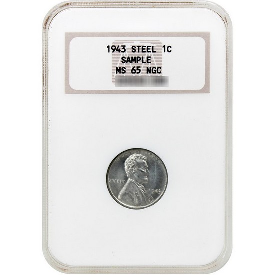 1943 Lincoln Cent Steel MS65 NGC Sample