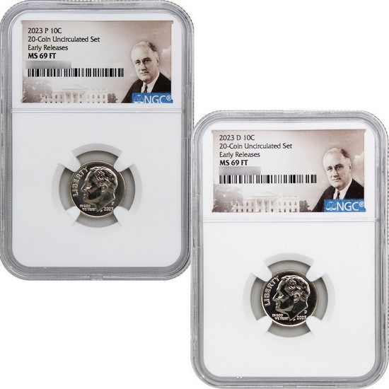 2023 P D Roosevelt Dime MS69 FT ER NGC Portrait Label