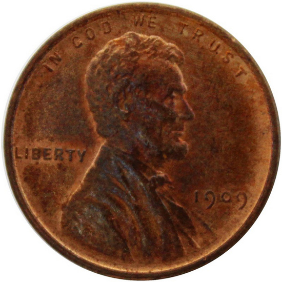 1909 VDB Lincoln Cent Wheat Reverse Red Brown BU