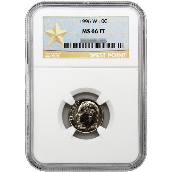 1996-W Roosevelt Dime MS66 FT (Full Torch) NGC