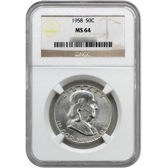1958 Franklin Half Dollar MS64 NGC Brown Label