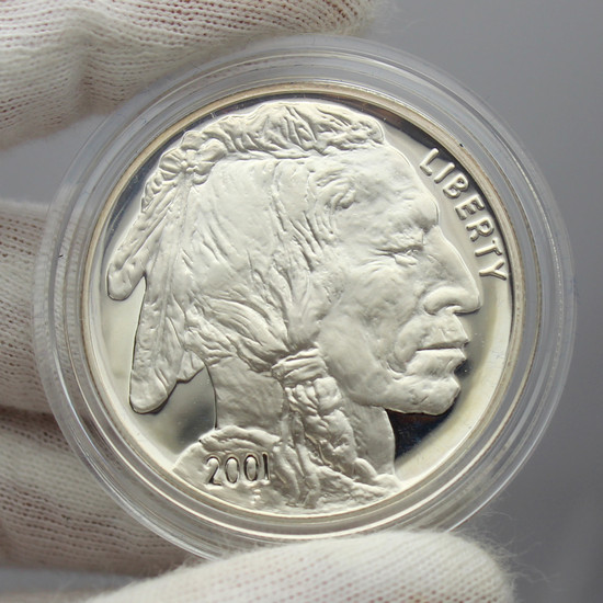 2001 P & D American Buffalo Silver Dollar PF and BU Coins 2pc Set in OGP