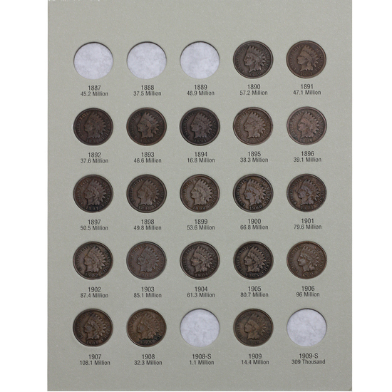 (1890-1909)* Indian Head Cent Set in Tri-Fold Album (1890-1909)* Indian Head Cent Set in Tri-Fold Album