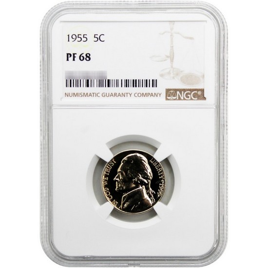 1955 Jefferson Nickel PF68 NGC Brown Label