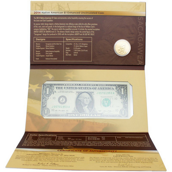 2014 D Native American Dollar Coin and Currency Set In OGP 2014 D Native American Dollar Coin and Currency Set In OGP