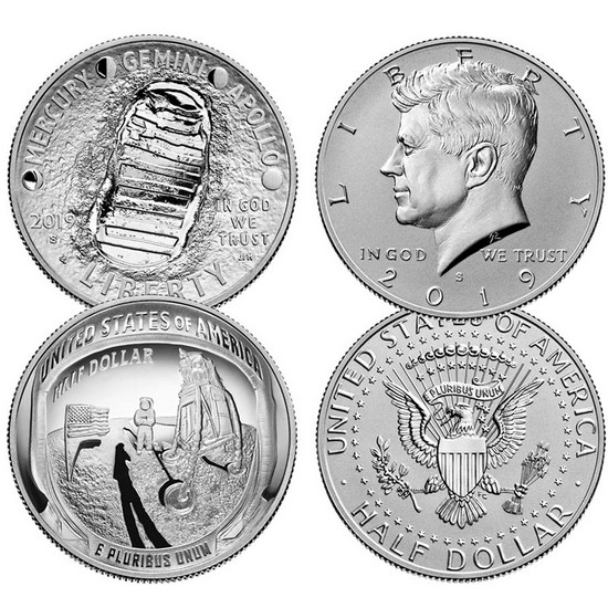 2019 S & P 50th Anniversary Apollo 11 Clad Half Dollar and Silver Dollar 2 Coin Set in OGP 2019 S & P 50th Anniversary Apollo 11 Clad Half Dollar and Silver Dollar 2 Coin Set in OGP