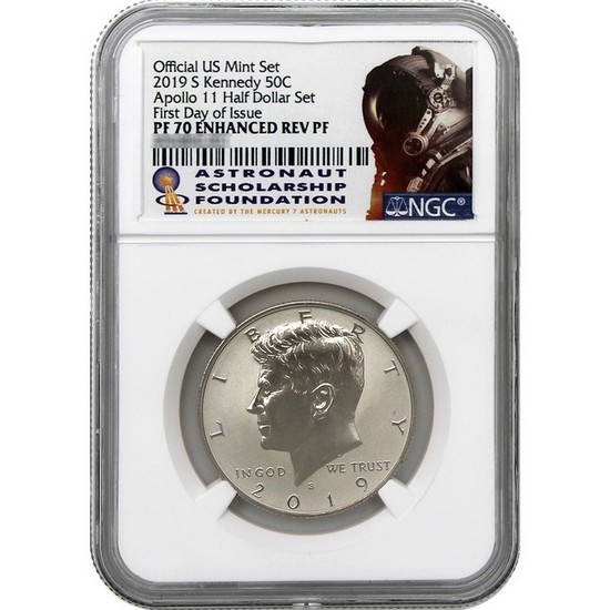 Half Dollar 2pc 2019-S 50c Apollo 11 50th Ann Set NGC PF70 ASF ER Label