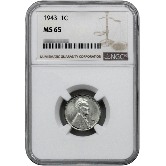 1943 Lincoln Cent Steel MS65 NGC