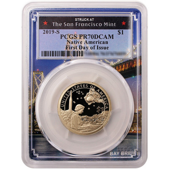 2019 S Native American Dollar PR70 DCAM FDI PCGS Bridge Picture Frame