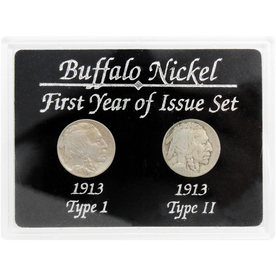 1913-P Type 1 & Type 2 Buffalo Nickel Set in Average Circulated Condition