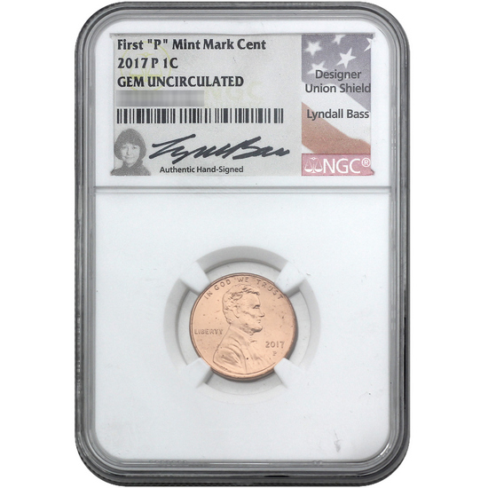2017 Lincoln Shield Cent GEM UNC NGC Lyndall Bass Signed