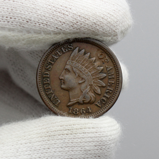 1864 Bronze Indian Head Cent XF/AU Condition