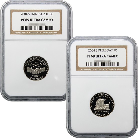 2004-2005 Proof Jefferson Nickel  PF69 Ultra Cameo NGC (4 Coins Total)