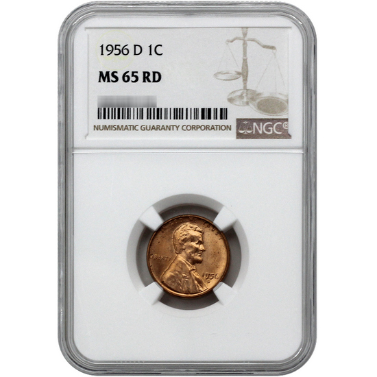 1956 D Lincoln Wheat Cent MS65 RD NGC