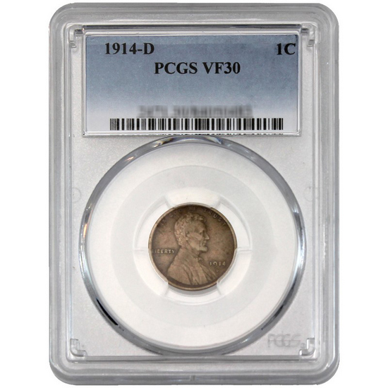 1914 D Lincoln Wheat Cent VF30 PCGS Blue Label