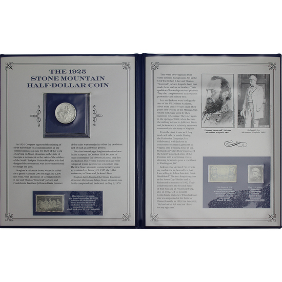 1925 Stone Mountain Commemorative Half Dollar BU Coin and Stamp Folder 1925 Stone Mountain Commemorative Half Dollar BU Coin and Stamp Folder