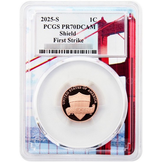 2025 S Proof Lincoln Cent PR70 DCAM FS PCGS Golden Gate Bridge Picture Frame